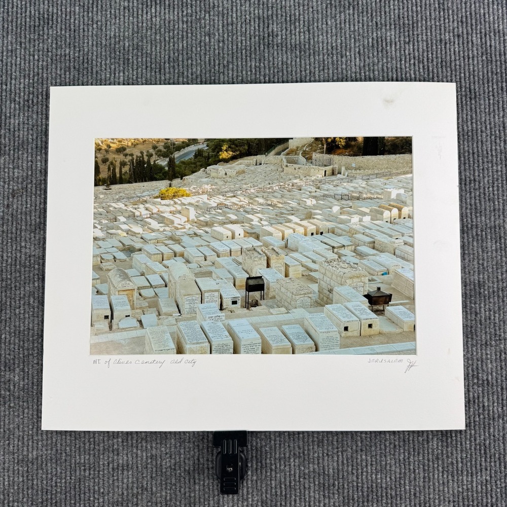 Mt of Olives Cemetery Old City Jerusalem Signed Photo John Hutchinson Matted